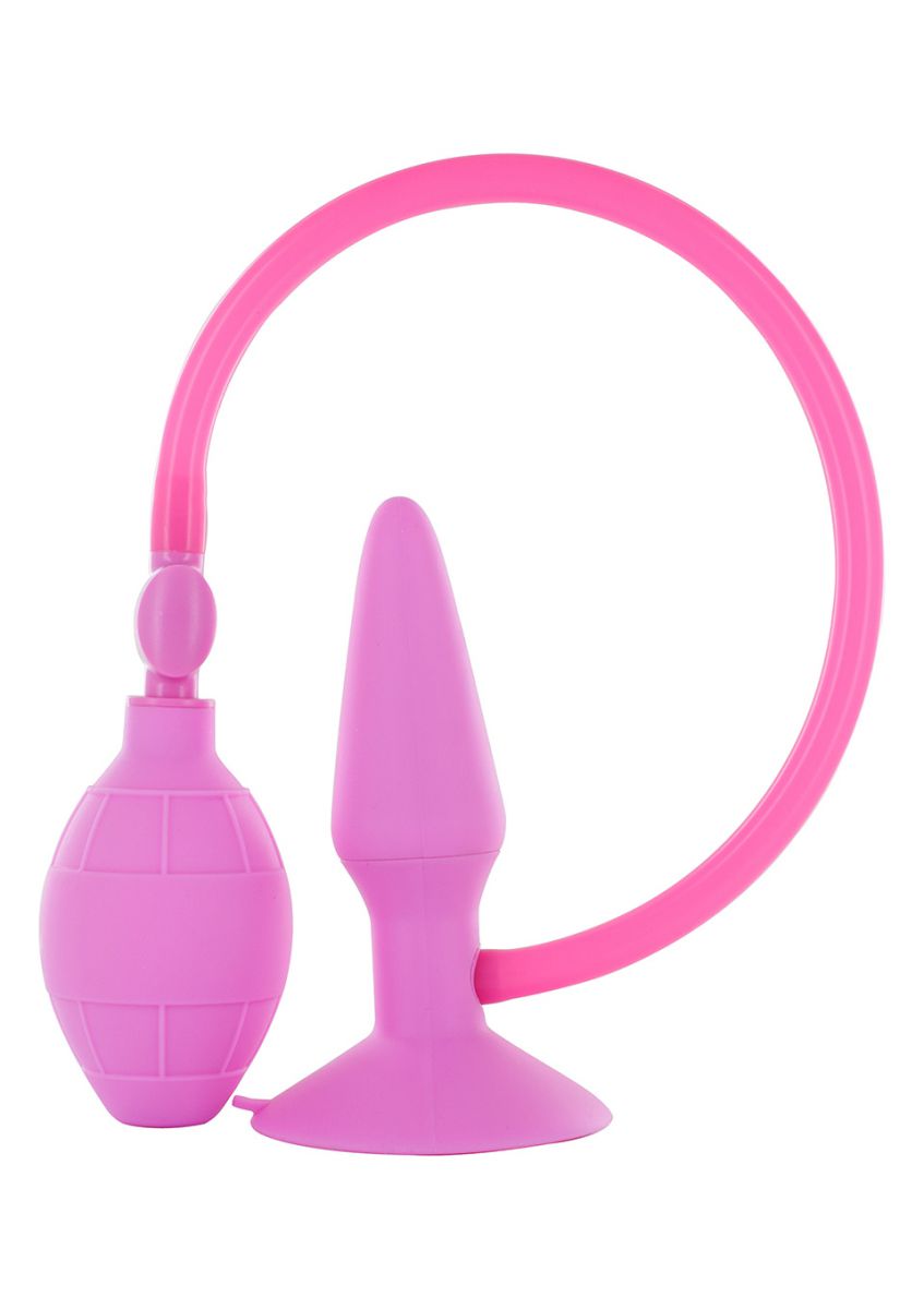 Розовый анальный расширитель SMALL INFLATABLE PLUG - 10 см.