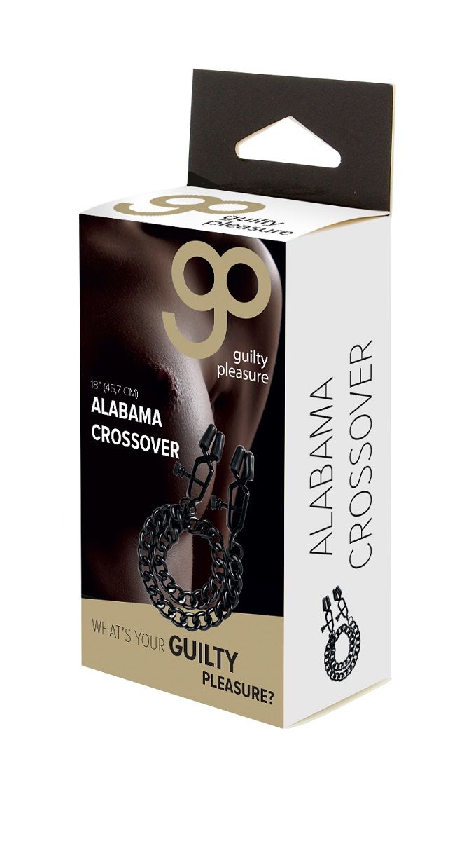 Чёрные зажимы на соски Alabama Crossover Nipple Clamps с цепью