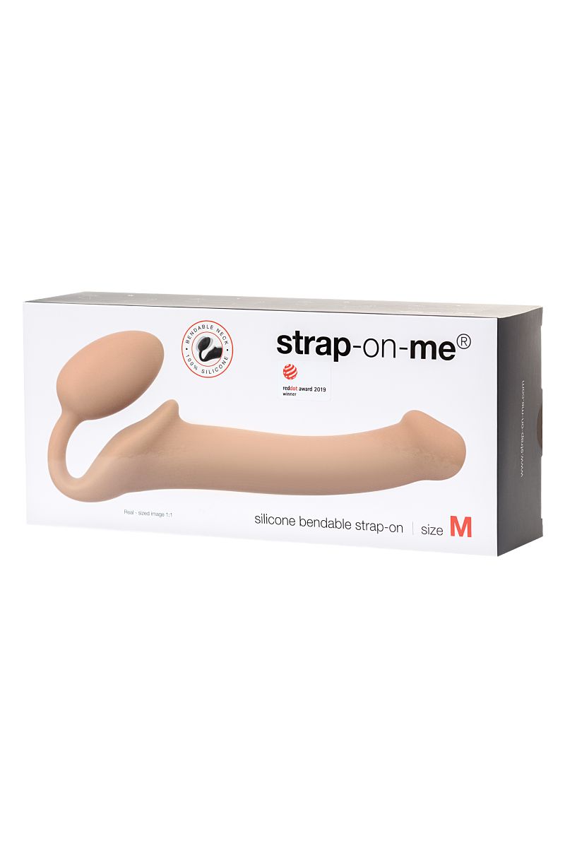 Телесный безремневой страпон Silicone Bendable Strap-On M