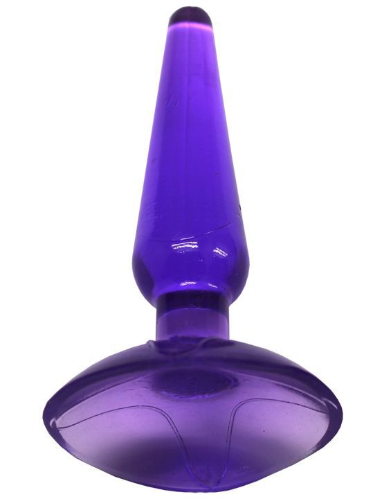 Фиолетовая анальная пробка Butt Plug на присоске - 11 см.